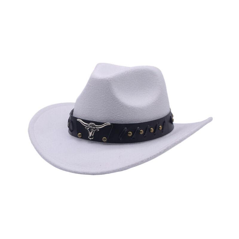 Hot-selling Top Hat, Ethnic Style Cow Label, Western Cowboy Top Hat, Rolled Brim, Retro Riding Hat, Woolen Felt Hat