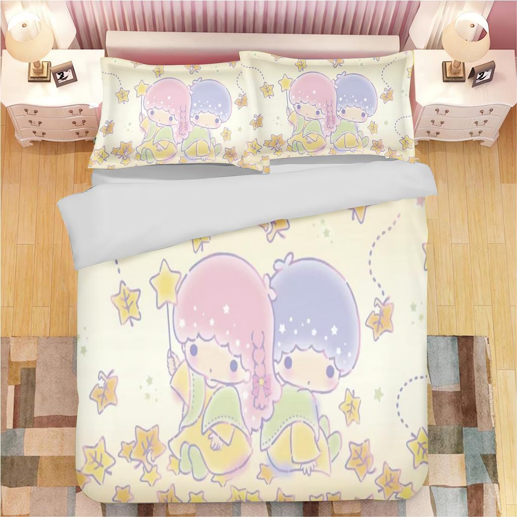 MINISO Cartoon Little Twin Star Quilt Cover Sanrio Cute Girl Printed Children Soft Customizable Bedding Custom Made Home Bedroom
