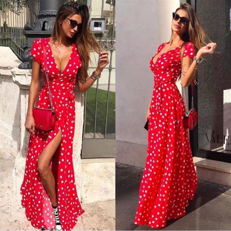 

2023 Polka Dot Short Sleeve Dress Big Size 5XL Polka Dot Dress White XL