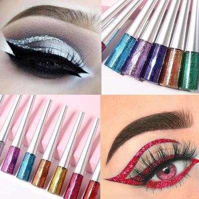 1st Färgglad Långvarig Vattentät Flytande Eyeliner Glänsande Glitter Powder Bländande Eye Liner Paljett
