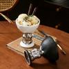 BR190mlCeramic Ice Cream Cup Heart-shaped Dessert Bowl Creative Frosted Relief Rabbit High Footed Cup Cute Rabbit Fruit Salad BowlEY