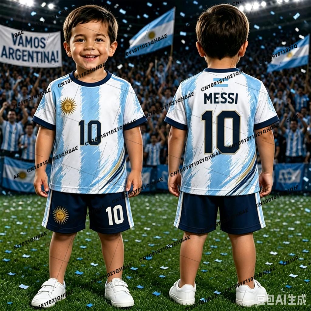 2026 Specjalny Zestaw Koszulka Piłkarska Messi 10 Szorty Damski Męski Harajuku Fani Argentyny Koszulka i Szorty Letni Dzieci 2-częściowy Zestaw