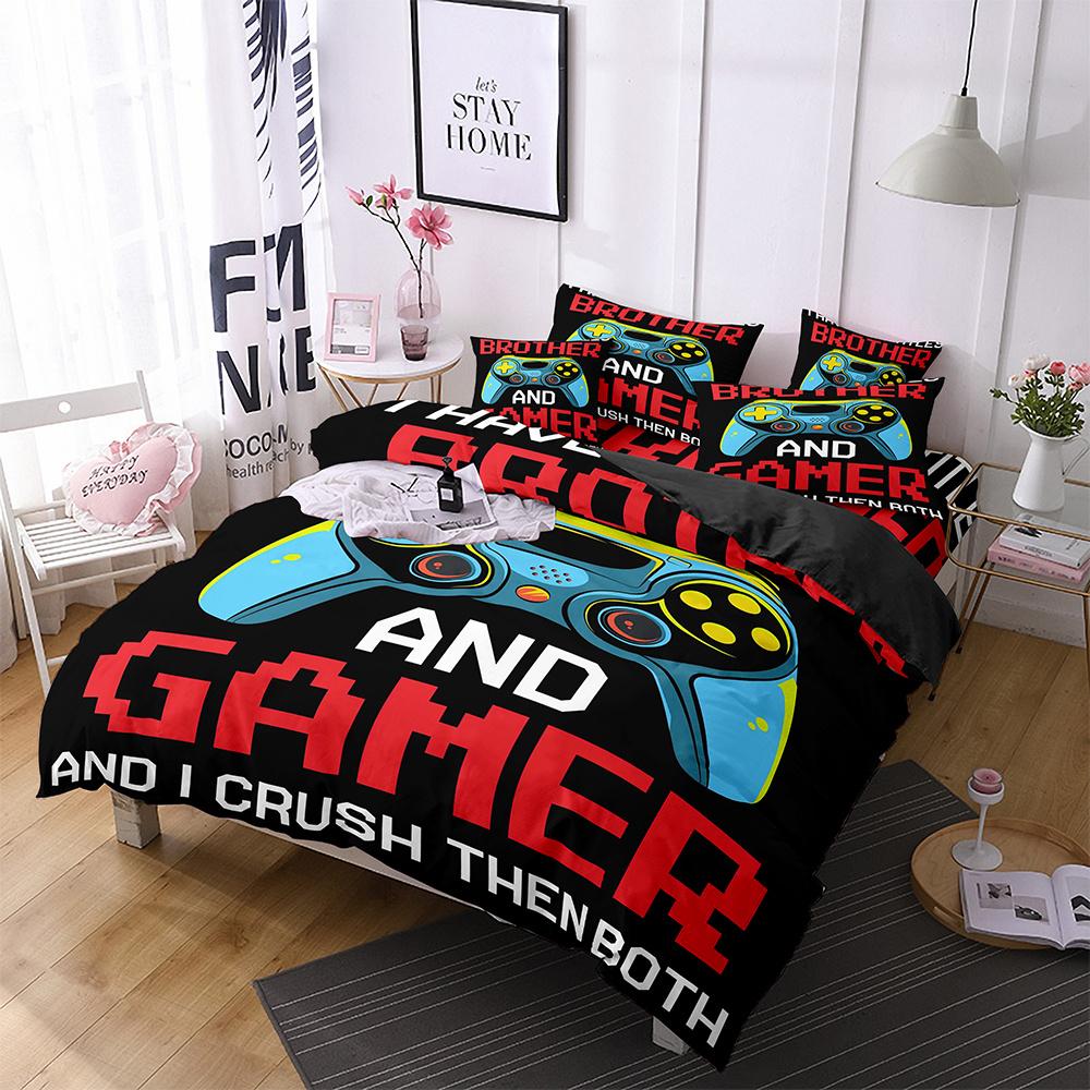 Gamer Duvet Cover for Boys Gaming Comforter Cover Games Gamepad Polyester Bedding Set Kids Game Room Decor Video Game Controller