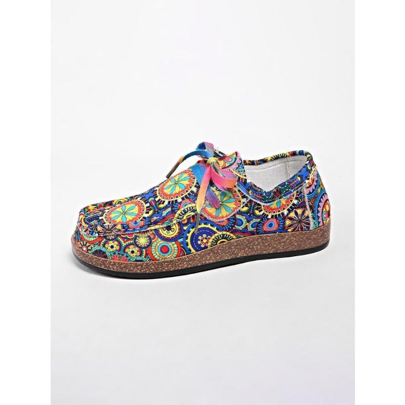 Large size bohemian casual single shoes women's autumn new lace-up fashion single shoes