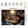A 1-piece Christmas manger scene banner - made of polyester material suitable for hanging as a wall decorationzyc