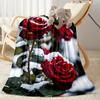 Stained Glass Rose Flannel Blanket,Lightweight,Office Blanket,Sofa Blanket,Comfortable Blanket