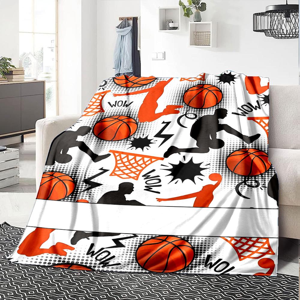 basketball Theme Printed Blanket - Perfect for Couch, Bed, Travel & Outdoor Use | Machine Washable, Cozy & Durable.
