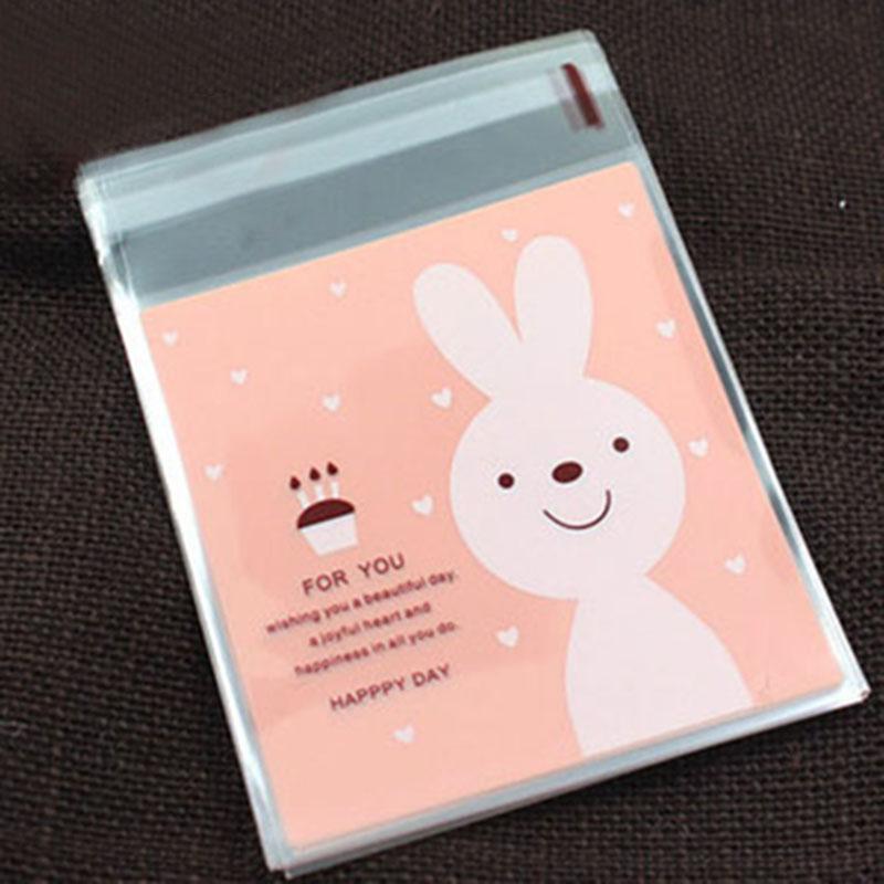 100Pcs/lot Cute Heart Theme Candy Cookie Bags Wedding Birthday Party Candy Buscuit Packaging Bag Christmas Plastic Gift Bags