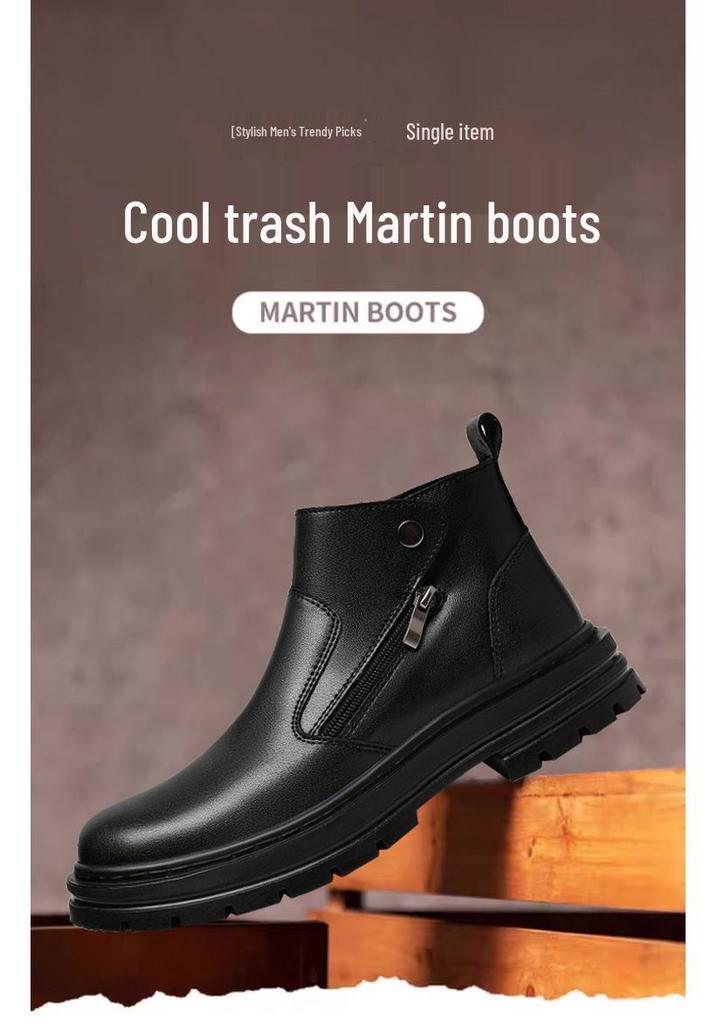 Men's Genuine Leather Plus Size Martin Boots 45-50, High-Top Yellow Chelsea Boots