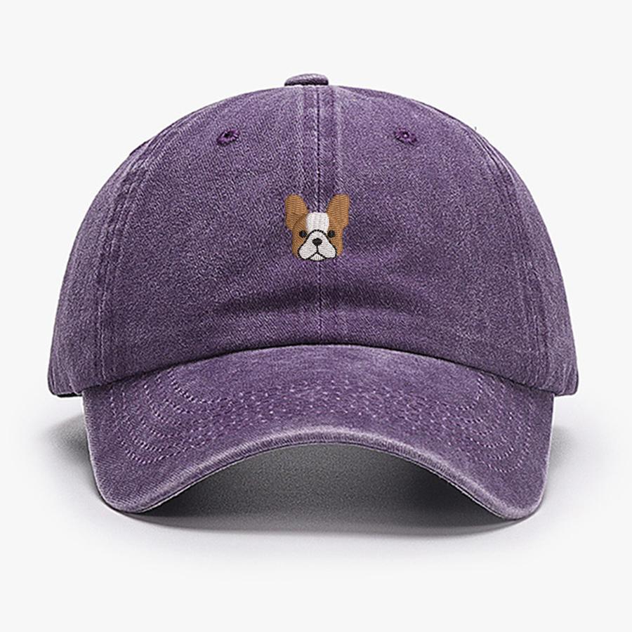 Embroidered Mini French BullDog Vintage Cotton Baseball Caps Unisex Women Washed Hat Sports Fishing Dad Summer Peaked Cap