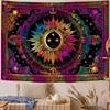 Blacklight Sun And Tapestry Glow in The Dark Neon Hippie Bohemian Tapestries for Bedroom Aesthetic UV Reactive Purple Celestial Tie Dye Tapestry Wall 