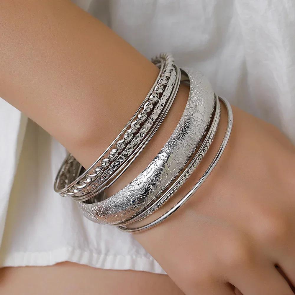 New Fashion Boho Punk 10Pcs/Sets Cuff Bracelets & Bangles For Women Love Pulseiras Bangle Set Feminina Jewelry Charm Gifts