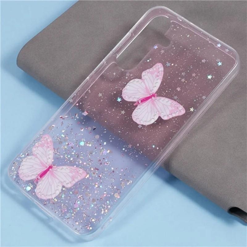 For Samsung Galaxy S25+ TPU Case WANLONFENG AW Series PVC Butterfly Epoxy Phone Cover with HD Film
