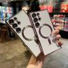 Suitable for Samsung S25 Ultra Electroplated Transparent Mobile Phone Case Magsafes Magnetic Suction S24 with Lens Film A17 Soft Case