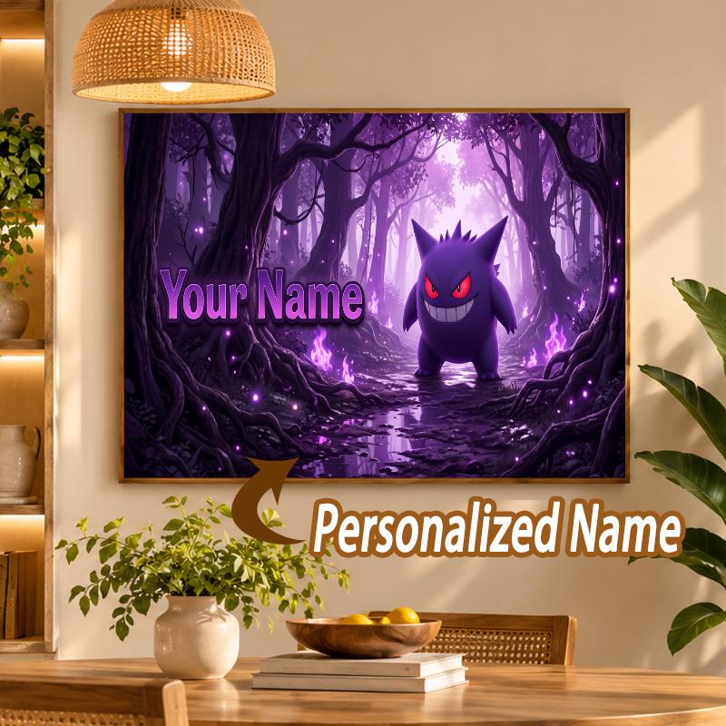 Gengar Custom Name Diamond Painting Personalized 5D Full Drill DIY Diamond Art Home Decor