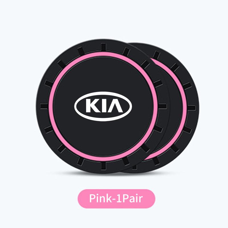 BXZE2 For KIA 2Pcs Car Coaster Water Cup Bottle Holder Mat Anti-slip Pad Rio K5 K2 Sportage Ceed Sorento Picanto Stinger Soul