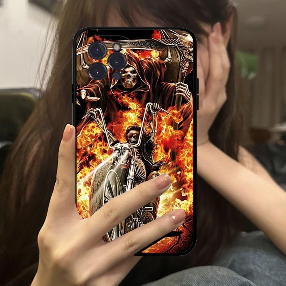 Grim Reaper Skull Skeleton Phone Case For IPhone 16 15 14 11 12 13 Mini Pro XS Max Cover 6 7 8 Plus X Funda Shell