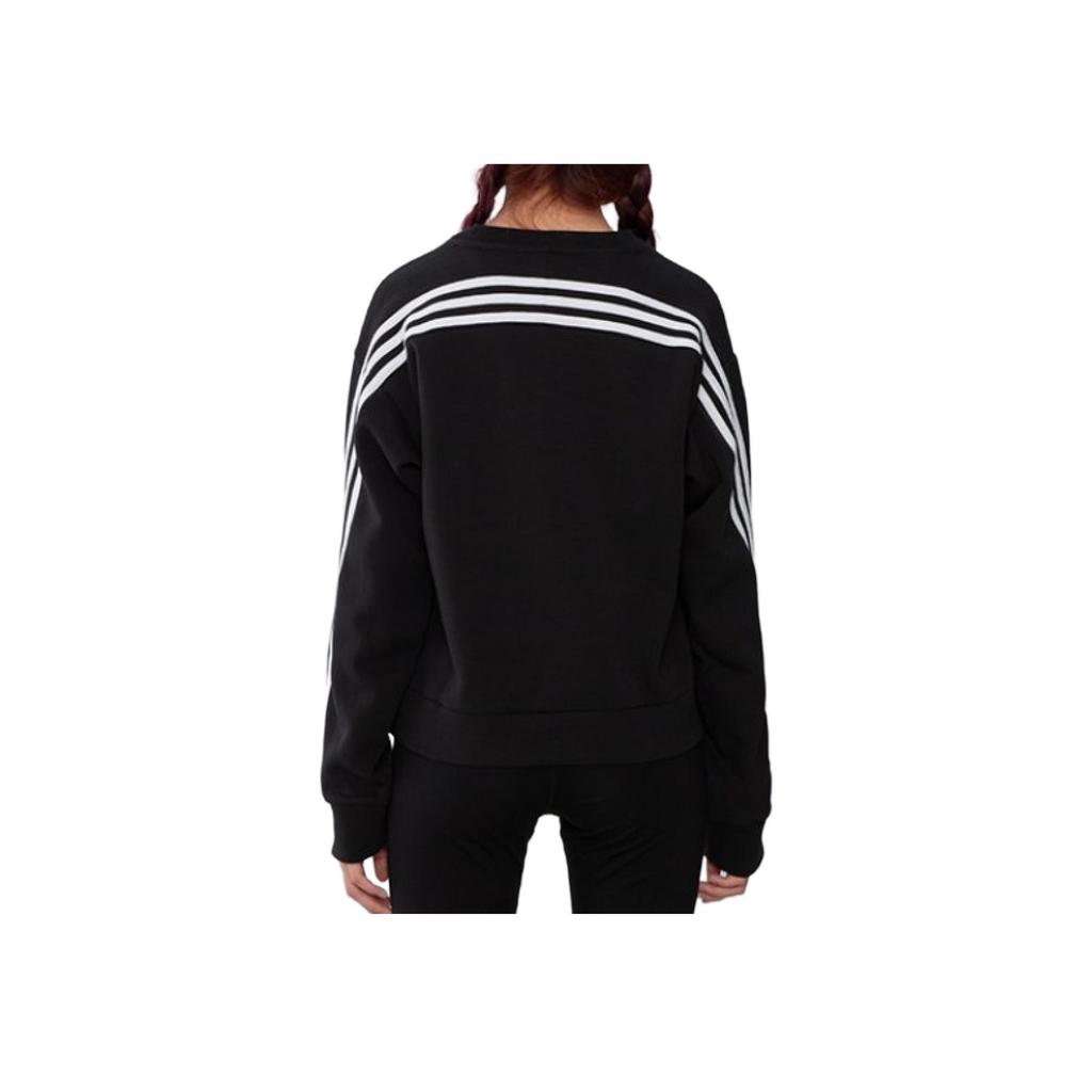 Adidas Striped Sport Crew Neck Sweatshirt Women Tops Black H57308