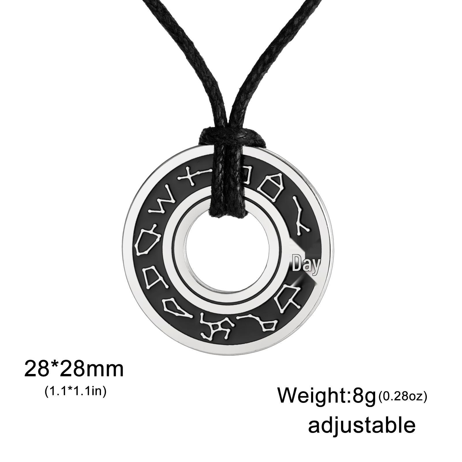 Stylish Corrosion-Blackened Astrology Pendant Necklace in Stainless Steel