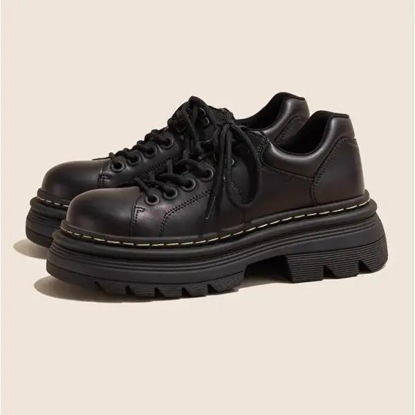 

Женские туфли дерби осенние в британском стиле женская обувь лоферы с мехом круглый носок сабо платформа повседневные кроссовки кожа 40 чёрный