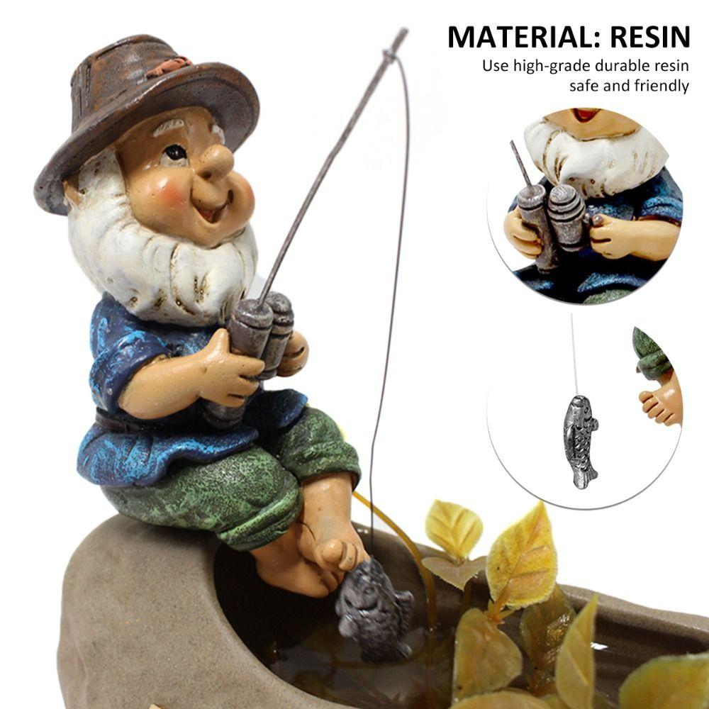 

Resin Fishing Dwarf Statue Waterproof Fisherman Statue Mini Fishing Gnome Statue Party