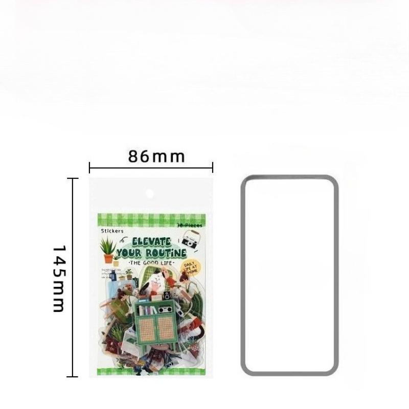 30 Pcs Card Lover Light Up Daily Series Minimally Designed Wallet Sticker DIY Water Cup Sticker PET Material Scrapbook Kit