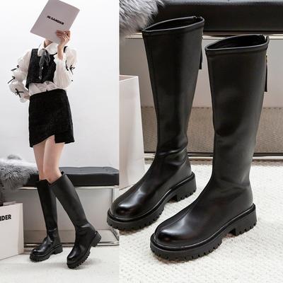 2024 New Fashion Elevated Knight Boots Thick Heels Retro Versatile Women's Shoes Knight Long Boots Women's Shoes