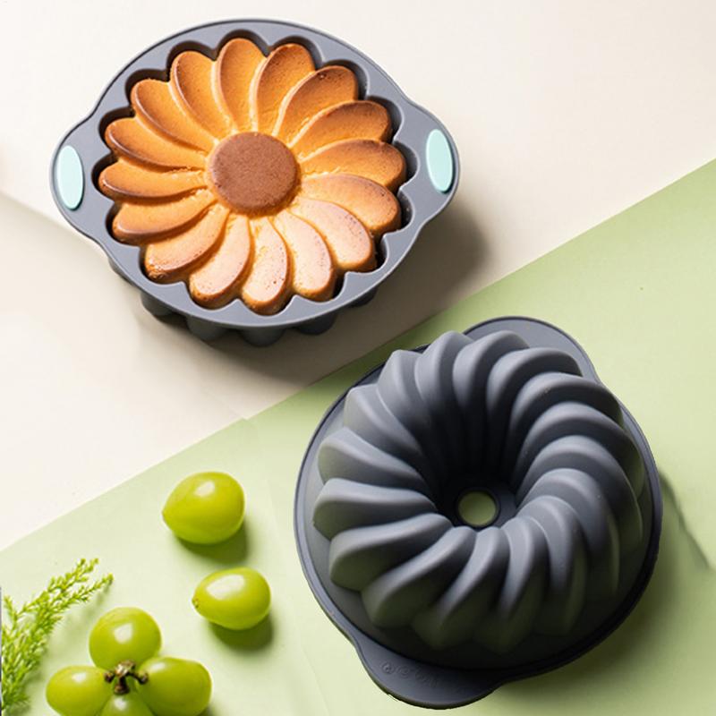 Flower Silicone Mold Round Sunflower Baking Molds Reusable Flower Baking Trays Large Cake Baking Pans for Valentine's Day