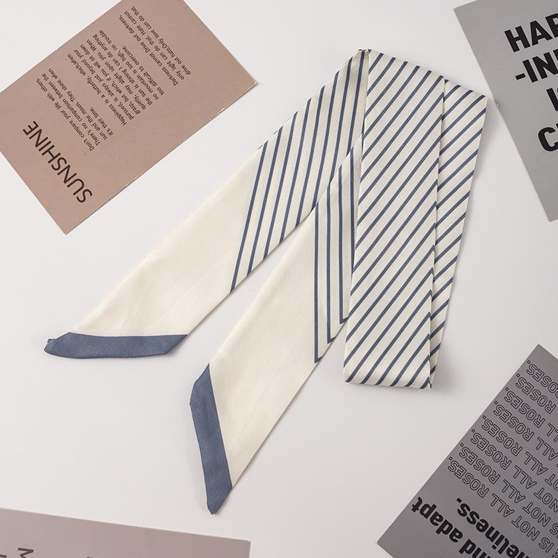 

Модный французский полосатый шелковый шарф: Длинный, тонкий и универсальный для весны и осени - Идеально подходит в качестве резинки для волос, украшения для сумки или декоративной ленты 90 cm