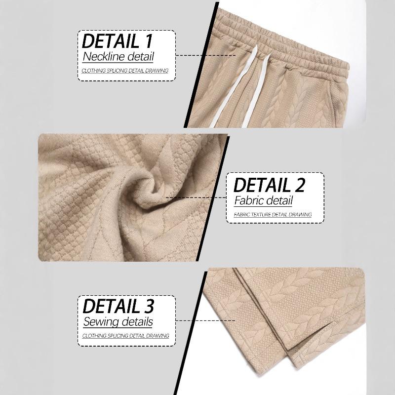 New Autumn and Winter Men's Leisure Sports Solid Color Jacquard Twist Pattern Large Size Drawstring Trousers Men