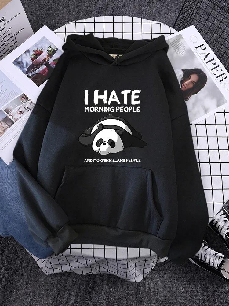 Pullover For Woman Fashion Korean Round Neck Hoodie Female Panda Sleeps Print New Women'S Sweatshirt Warm