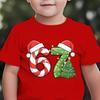 Cheerful Santa Hat Christmas Tree 67 Graphic Kids Short Sleeve T Shirt Soft Light Holiday Casual Boys Girls Birthday Party Wear