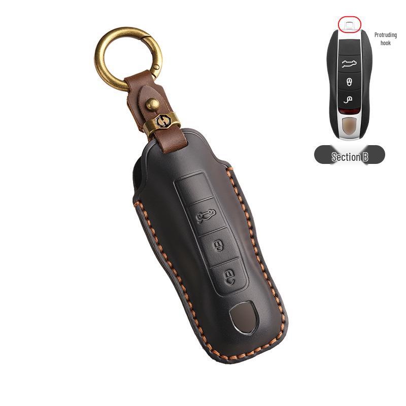 Hochwertiges Echtleder Schlüsseletui für Porsche: Passt für Panamera, Macan, Cayenne, 718, 911, Taycan