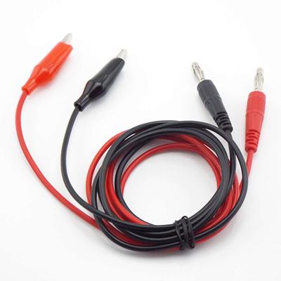 1M Dual Alligator Clip Crocodile Lead To 4mm Banana Connector Oscilloscope for Test Probe Electrical Cable Red Black