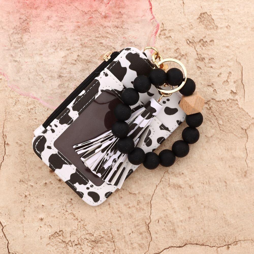 Faux Leather Card Holder Bracelet Keychain Wristband Card Case Keyring  Fashion Accessory