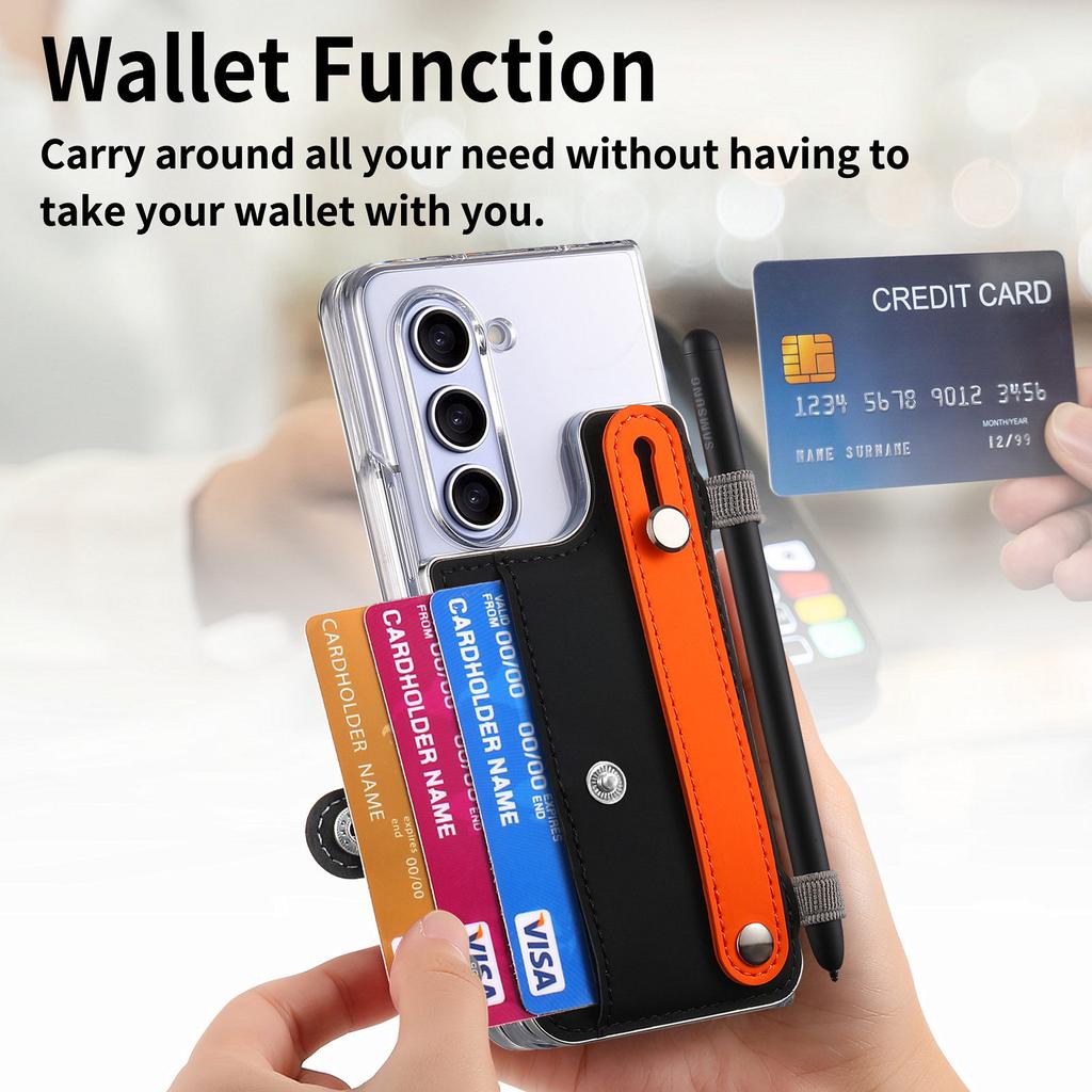 Creative Application Samsung Galaxy ZFold6 Wrist Strap Card Case Mobile Phone Case Holder Card Fold5 Protective Case