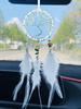 Kristall Vindspel Drömfångare Handstickning Fjäder Bilhänge Vindklocka Hängande Ornament Fönstergardin Hänge Heminredning