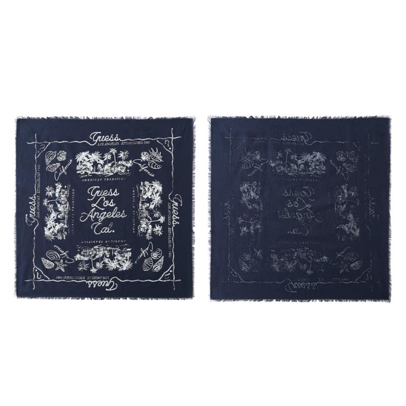 Stray Kids Hyunjin Style GUESS Bandana Navy Official Cotton Scarf
