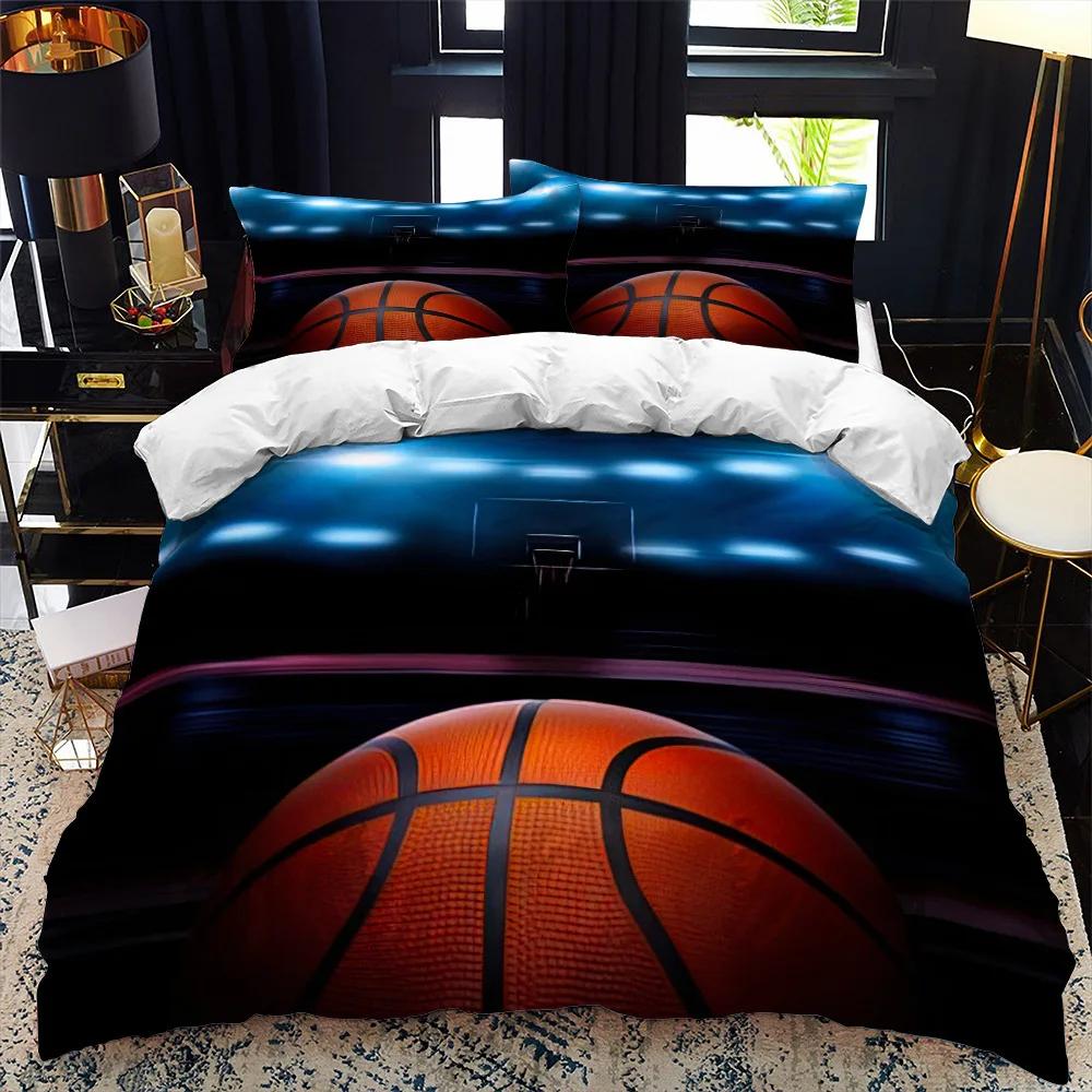 Kids Basketball Duvet Cover Set 3D King Queen Size Cool Sport Theme For Kids Children Teens Ball Gaming Polyester Bedding Set