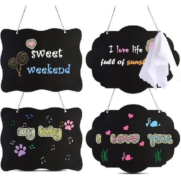 AUSTOR 3 Pack Chalkboard Sign 8x10 inch Double Sided Erasable Message Board with Hanging String and Cleaning Cloth for Wedding, Kitchen and Crafts