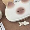 Cute French Toasted Pen Bag Plush Large Capacity Student Pencil Case Multi-Function Funny Stationery Storage Bag Organizer