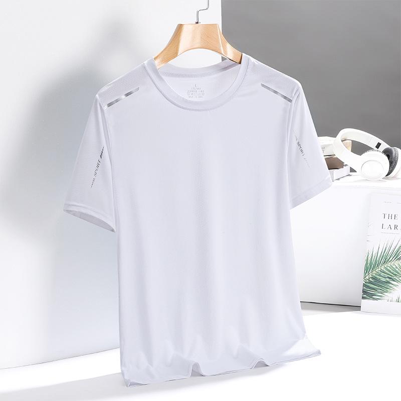 Men's Quick-Dry Ice Silk Short Sleeve T-Shirt - Unisex Trendy Athletic Apparel for Dad, Round Neck