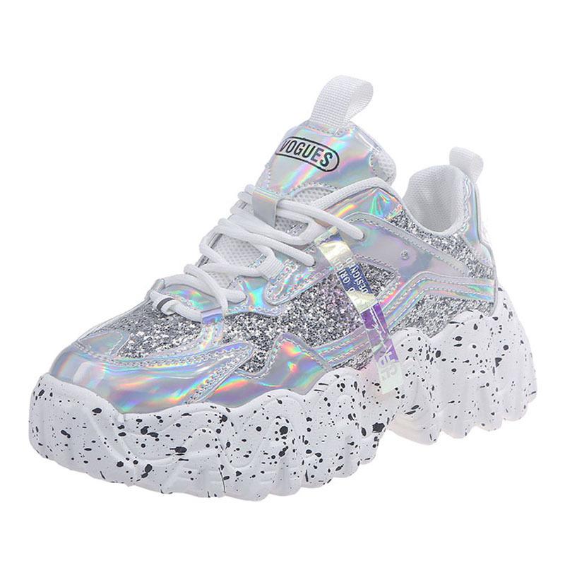 Red Leather Winter Platform Sneakers Women Casual Shoes Thick Sole Chunky Sneakers Women Glitter Dad Shoes Zapatillas De Mujer