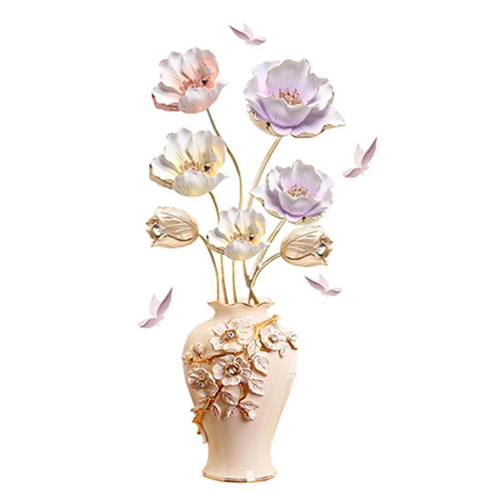 Autocolante de perete, tapet pentru dormitor cu flori colorate cu vază în relief, poster decorativ estetic pentru fundal de dormitor, autoadeziv, creativ