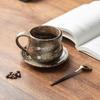 Handmade Retro Ceramic Coffee Cup and Saucer Set - Creative, Simple Design