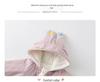 Baby Girl Velvet Jumpsuit - Warm, Cute Cartoon Hooded Windbreaker Onesie