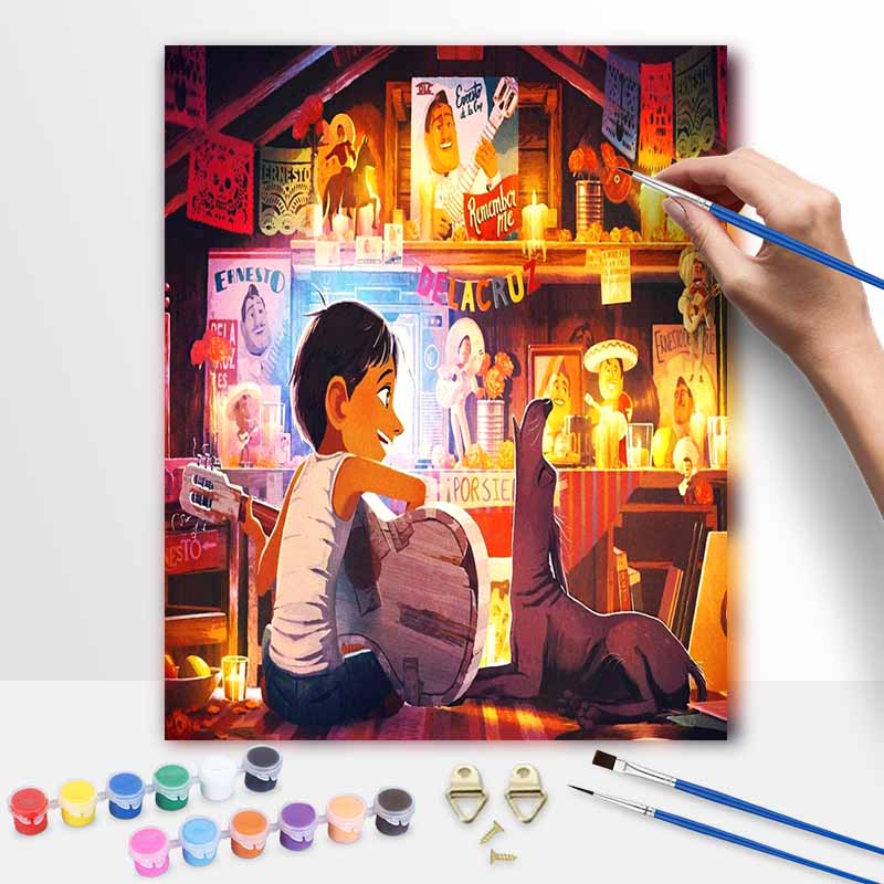 Disney oil painting kit painting art Coco Miguel home bedroom wall decoration handmade diy gift 20x30cm