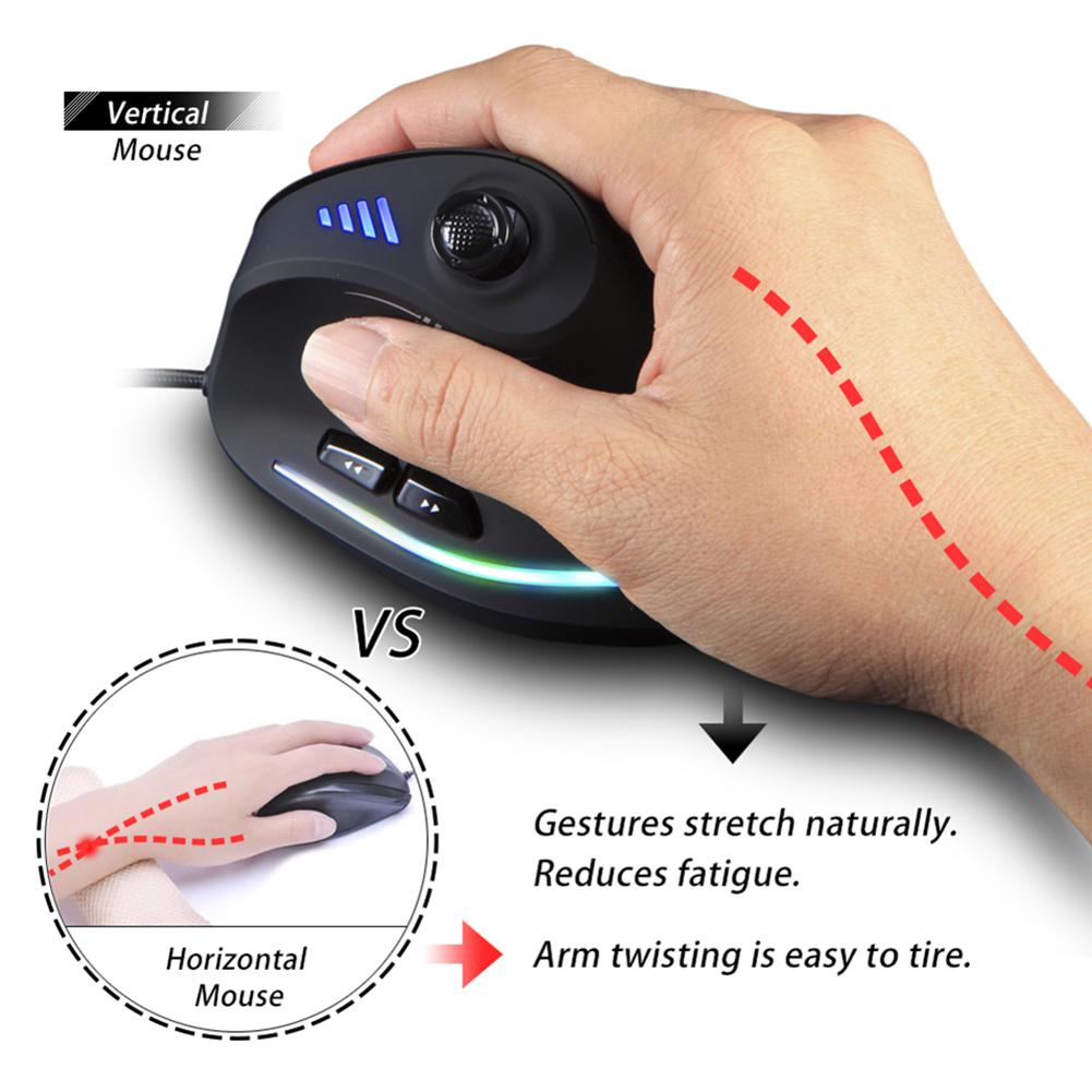 ZELOTES C-18 10000DPI Adjustable RGB Optical Gaming USB Wired Vertical Mouse