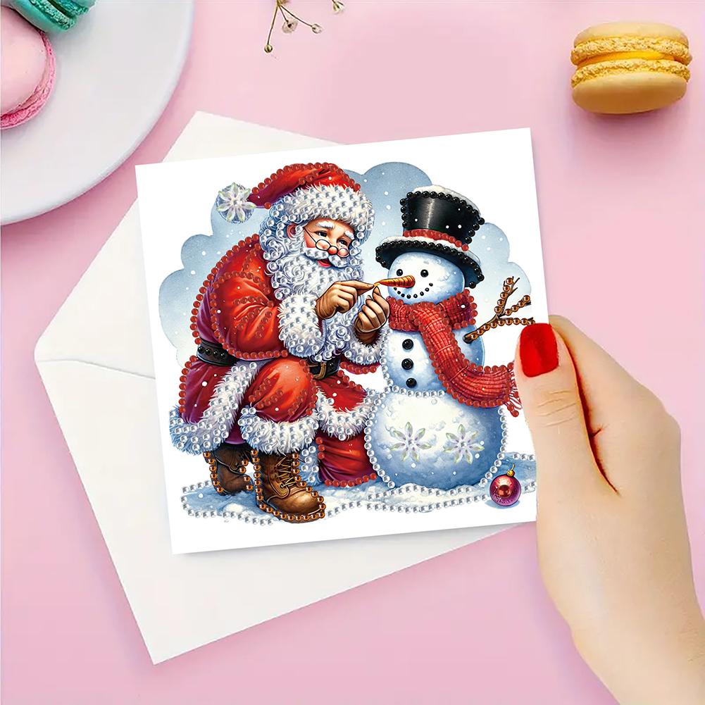 6pcs DIY Rhinestone Diamond Art Mosaic Postcards Xmas Theme Diamond Art Handmade Cards Creative Birthday & Thanksgiving Card Kit
