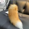 2025 Real Fox Fur Tail Large Long Natural Fur Tail Keychain Pendant Cosplay Tail Cute Wolf Fox Tail Fur Car Keychains For Women